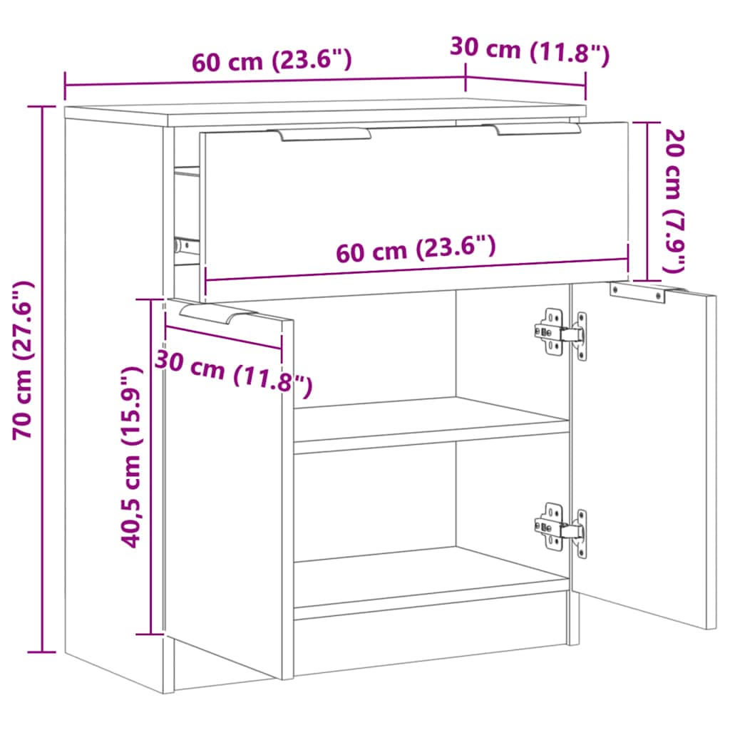 Sideboard Artisan Oak 60x30x70 cm Engineered Wood